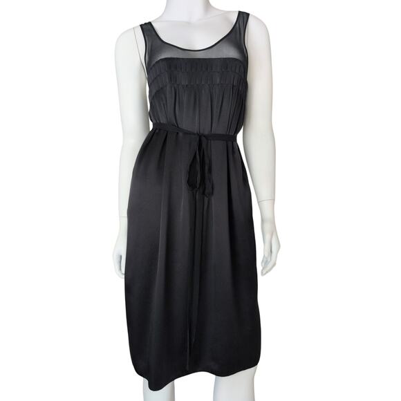 Vince Silk Slip Dress XS Sheer Mesh Satin XS Evening Minimalist Party Cocktail - Picture 1 of 6